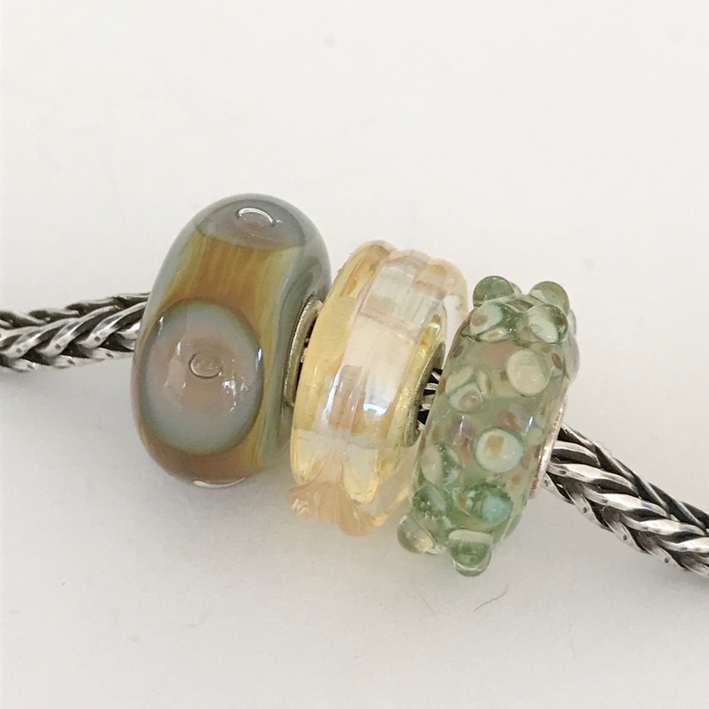 Authentic Trollbeads 3 Bead Set Glass New